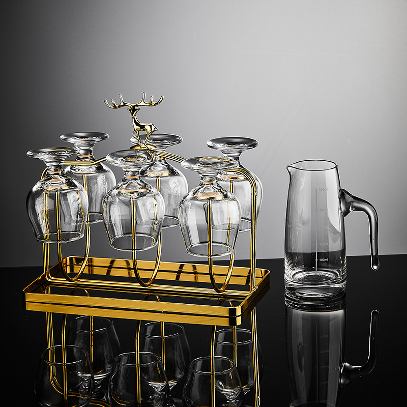 洋酒杯威士忌酒杯家用q套装水晶玻璃白兰地杯矮脚红酒杯子大肚杯 - 图0