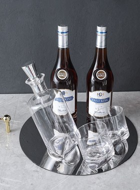 欧式轻奢b家居样板间酒柜摆件假洋酒仿真红酒香槟酒杯装饰托盘道