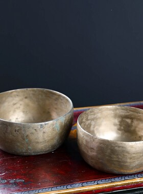 紫火音疗塔多巴蒂古董老颂钵尼z泊尔手工铜钵瑜伽冥想助眠铜磬摆