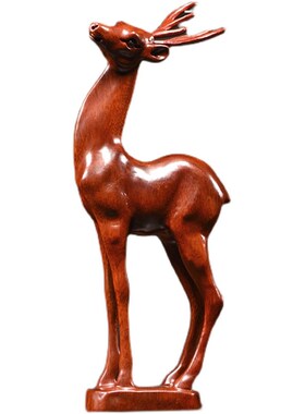 速发木雕摆件实木质雕饰动物办公客厅玄关酒柜装开刻业工艺礼品