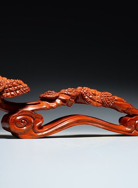 速发花梨木雕刻灵家如意摆件红木工艺品芝居客厅玄关装饰业开乔迁