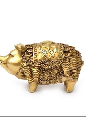 速发猪品件纯铜招财 十二酒肖猪铜猪工艺摆客厅电视柜生柜装饰品