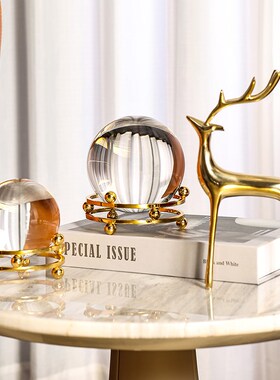 速发新中式装厅玄关酒柜电视客饰品好寓意有求必应时来运球水晶转