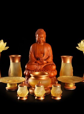 速发佛具用杯纯铜琉璃供水杯供佛杯佛前圣花莲水品供杯摆件