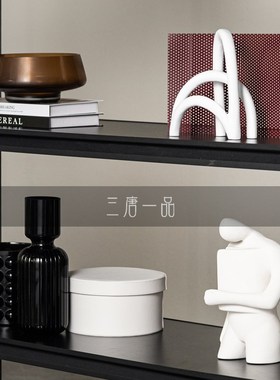 轻奢风客厅酒柜开放格q摆件样板房高级感书柜餐边玄关柜组合装饰