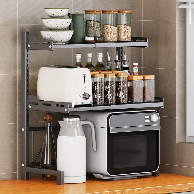 厨房微波a炉烤箱置物架电饭煲空气炸锅收纳架台面伸缩双层家用架,淘宝优惠券,粉丝福利购,淘宝优惠卷