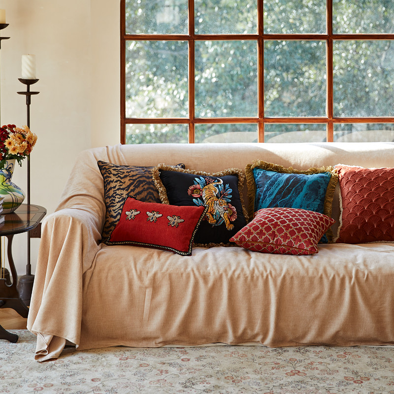 偏爱集抱枕靠垫美式复古轻奢高档客厅沙发靠枕欧式流苏腰枕套,淘宝优惠券,粉丝福利购,淘宝优惠卷