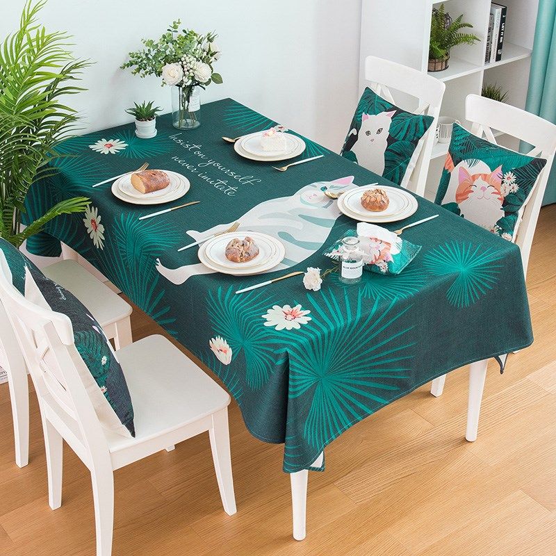 花与猫防水桌布茶几桌布棉麻小清新E桌布圆桌台布餐桌布长方形桌,淘宝优惠券,粉丝福利购,淘宝优惠卷