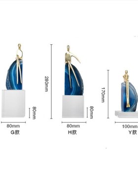 轻奢水晶石铜人物坐姿吊脚禅意摆件家居客厅玄关柜酒柜书柜装饰品