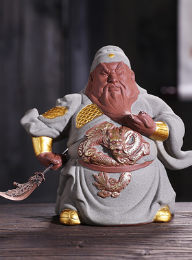 中式创意关羽关公关二爷陶瓷摆件家居客厅书房办公室装饰开业礼品