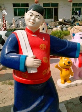 设计定制面馆餐厅卡通迎宾小二哥雕像酒店火锅店小吃人物雕塑摆件