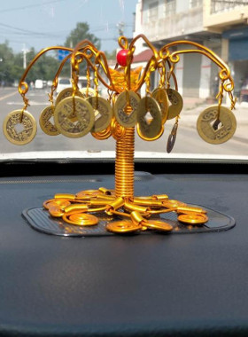 铜丝发财树摆件编织车载龙t铁丝摇钱树制作工艺品串珠店铺铝丝手