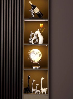 一家四口轻奢陶瓷j鹿摆件玄关客厅酒柜桌面家居装饰品四口之家摆