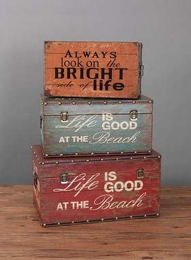 创意大号复e古做旧木箱子皮箱收纳箱整理储物箱陈列拍照道具