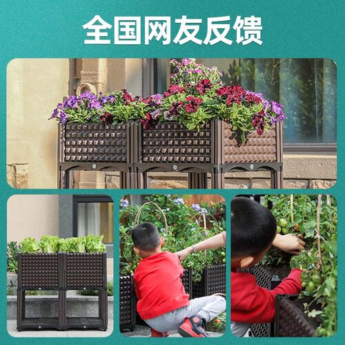 家庭阳台种植箱种菜神器蔬菜专用长方形塑料花盆楼顶花箱户外庭院 - 图1