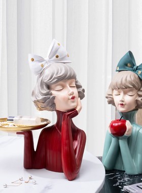 蝴蝶结平安思绪女孩创意摆件客厅玄关酒柜电视柜少女心家居装饰品