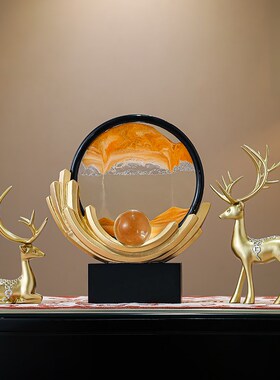 轻奢高档风生g水起流沙画摆件客厅电视柜酒柜办公室装饰品乔迁礼