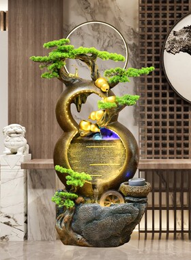 速发葫芦流水循环生财落地摆件客厅假山装饰办公室招财轮开业礼品