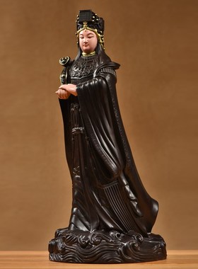 速发实木雕艺海神妈祖神像摆件玄中式天上圣母家居客厅新关装饰工