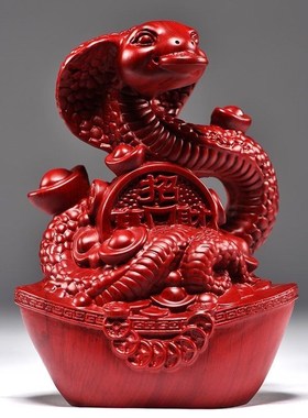 速发黑檀木装十二生肖蛇摆件动公实木雕刻家居客厅办物雕饰红木工