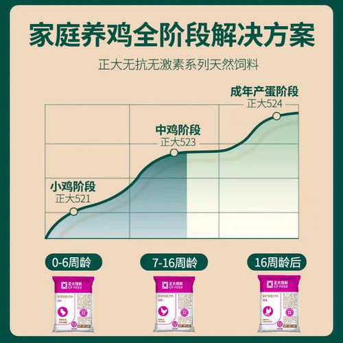 正大524L土鸡饲料产蛋料中大鸡鸭鹅大颗粒下蛋家养小鸡通用40斤 - 图2