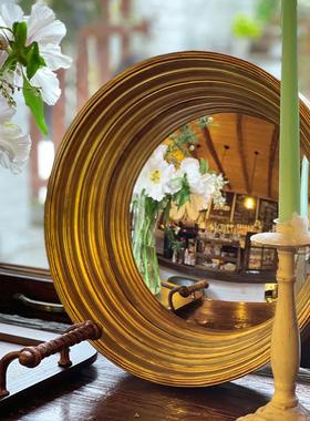 设计软装凸e面镜复古镜子美式客厅家居欧式挂件照片墙装饰镜圆形