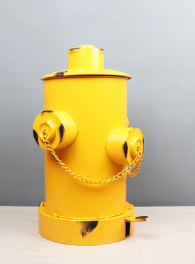 复古铁艺消防栓垃圾桶家用客厅创意酒吧脚踏式收纳桶落地装饰摆设