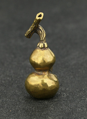 中式复古纯黄铜土地爷老仙人葫芦茶宠小摆件福禄古玩礼品