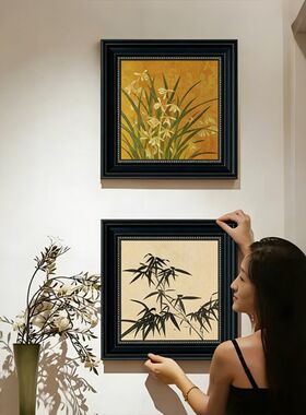 中古风装饰画入户正对门高级感玄关挂画法式复古餐厅客厅美式壁画