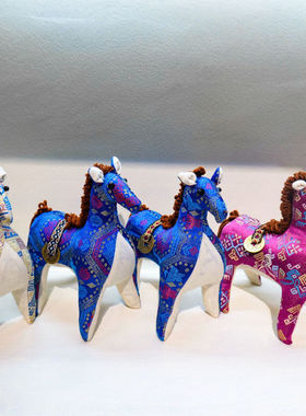 壮锦马上有钱摆件 手工艺创意礼物装饰摆件伴手礼壮锦文创