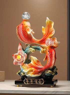 办公室年年有鱼如鱼得水招财摆件
