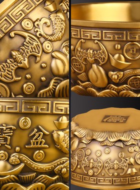 聚宝盆摆件铜盆纯铜家用客厅玄关铜器家居装饰品结婚乔迁新居礼品