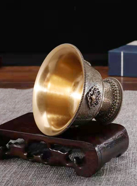 家用纯铜八吉祥民族高脚供水杯平底供水碗七供八供X圣水杯供奉杯