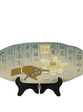 吉祥鱼盘中式家居装饰品s酒柜摆设玄关陶瓷工艺品博古架电视柜摆