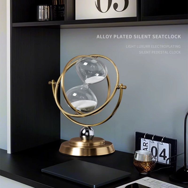 沙漏计时器轻f奢高档创意玄关装饰桌面高级感办公室饰品地球仪摆,淘宝优惠券,粉丝福利购,淘宝优惠卷