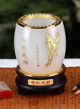 送领导老师d旋转笔筒摆件办公室桌面周年庆纪念品实用装饰高档礼