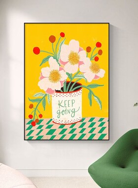 速发床饰画客厅小关新花卉小众艺术玄清餐厅壁画卧室装头挂画