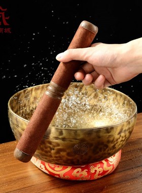 藏村敲钵用品音碗o转棒敲棒钵锤颂钵槌桃木研棒铜罄棒