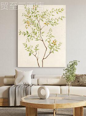 网红纯《手绘油.画茶》客厅侘寂风饰画现代玄关挂画手工简清约装