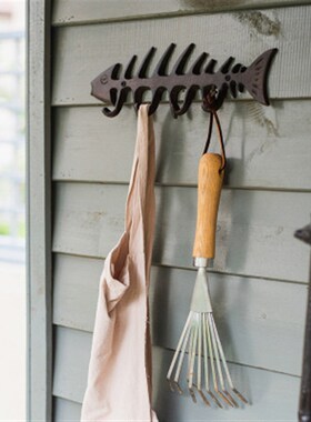 铸铁鱼骨造型挂钩墙钩花园庭v院户外装饰个性杂货欧式乡村摆件工