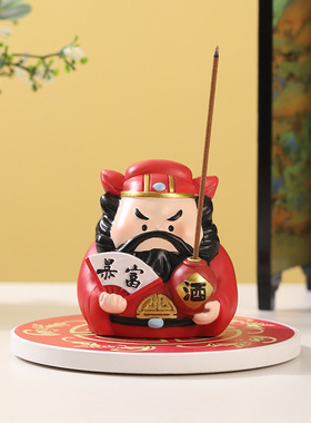 九华山祝福钟馗香插小摆件办公桌面工位解压情绪稳定迁净宅平安