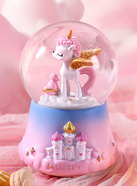 速发水晶球音乐八音盒孩公物六一儿童生日礼主玻璃球可旋转木马摆