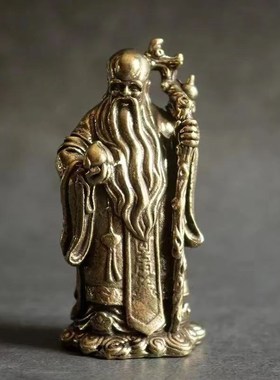 复古纯黄铜办公桌面车载小摆件福禄寿财神古铜随身工艺礼品摆饰手