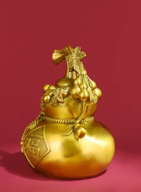 黄铜百福葫芦开盖开m口空心卧室客厅玄关酒柜电视柜摆件装饰工艺