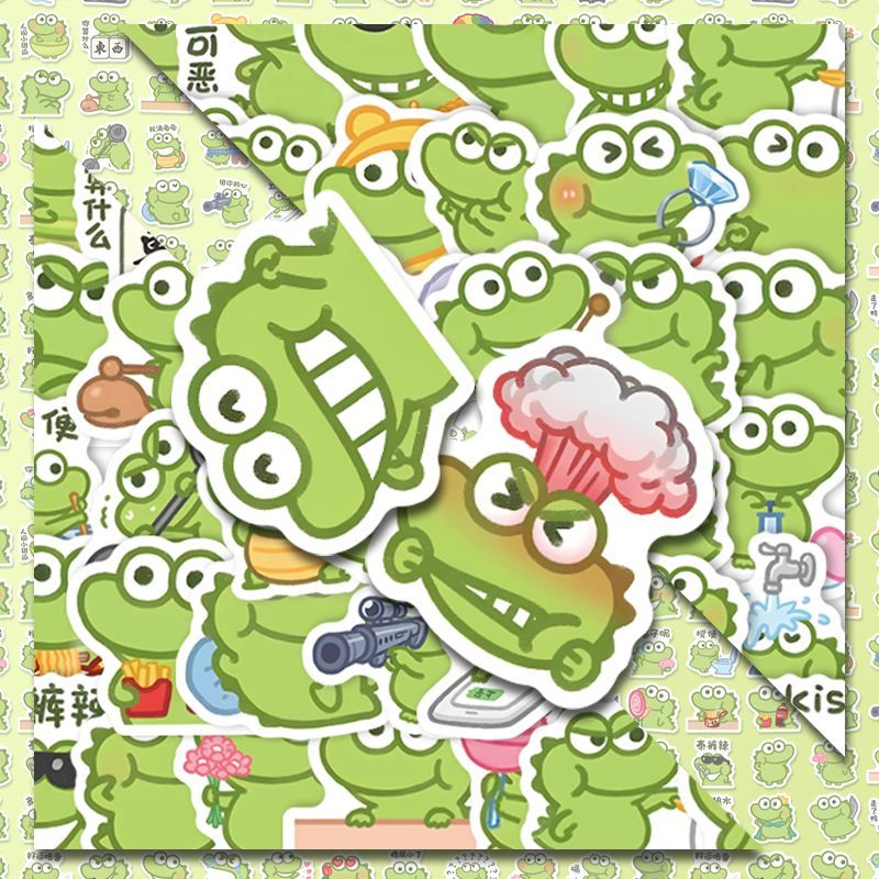 100张小鳄鱼抹茶旦旦搞笑表情包贴纸创意手账手机壳可爱防水贴画 - 图2