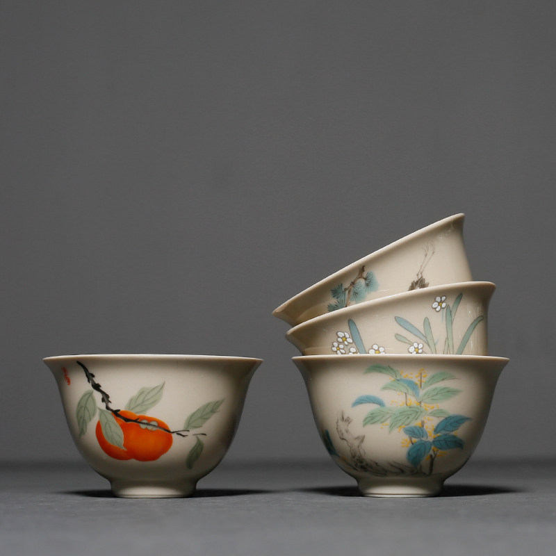 草木灰复古主人杯功夫茶具家用男女茶杯陶瓷单杯品茗杯,淘宝优惠券,粉丝福利购,淘宝优惠卷