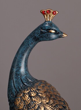 孔雀摆件新中式工艺品酒店客厅电视柜酒柜酒架玄关装饰品摆设摆件