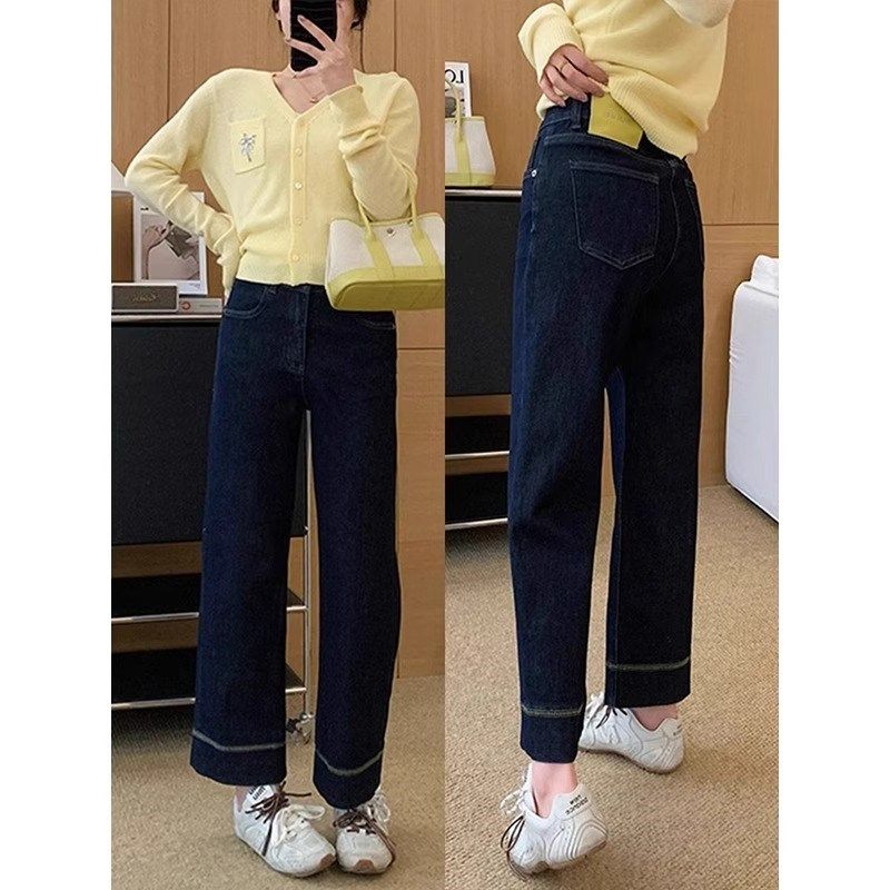 蓝色九分直筒牛仔裤女夏季新款大码胖mm梨形身材显瘦小个子阔腿裤,淘宝优惠券,粉丝福利购,淘宝优惠卷