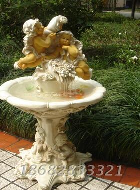 欧式别墅花园天使流水人物喷泉家居工艺摆设庭院鱼池装饰摆件礼品