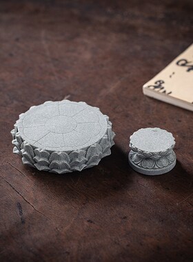 创意莲花台底座摆件垫子中式盖置茶托杯垫书房镇纸茶桌茶台装饰品